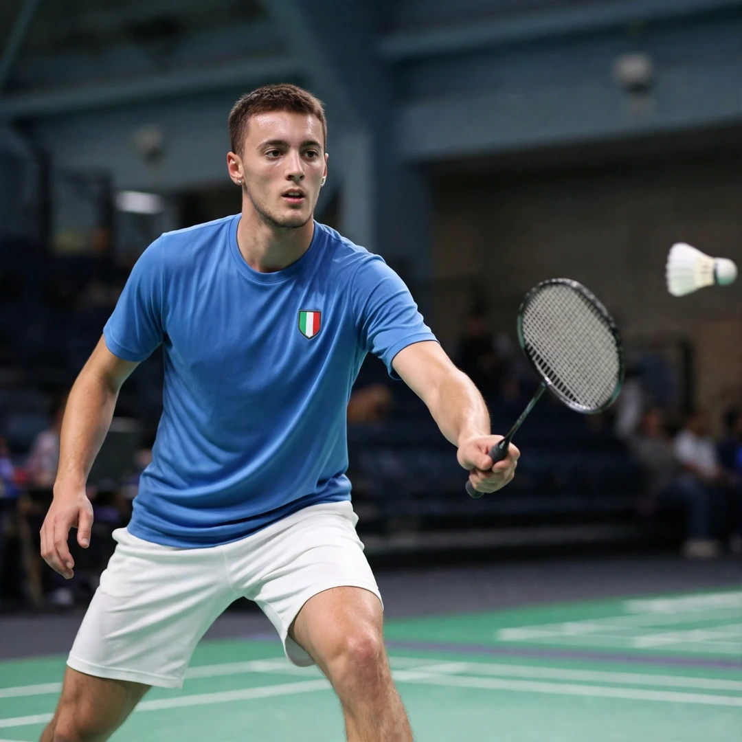 Giovanni Toti playing a left-handed forehand in his all-court style (AI-generated) Giovanni Toti playing a left-handed forehand in his all-court style (AI-generated)
