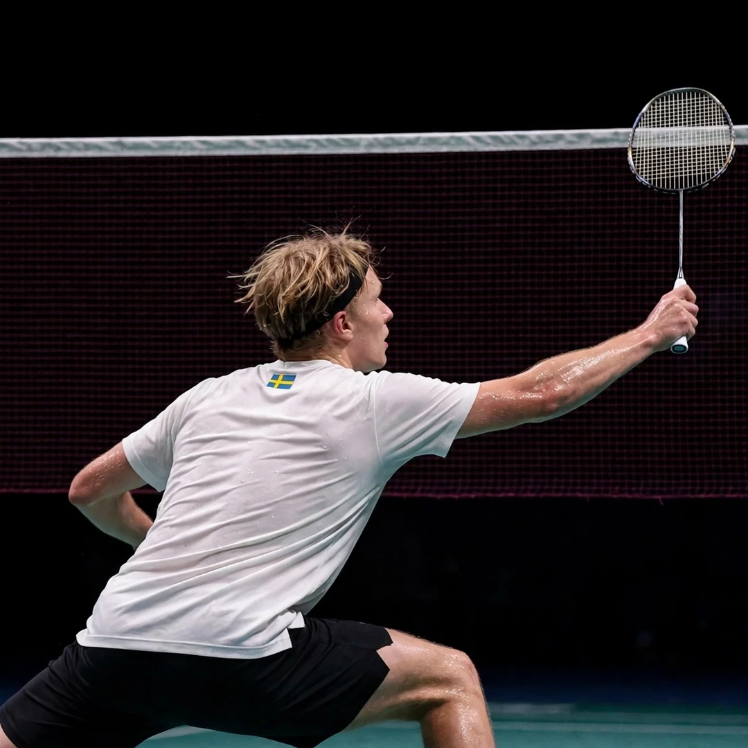 Gustav Bjorkler playing a spinning net shot (AI-generated) Gustav Bjorkler playing a spinning net shot (AI-generated)