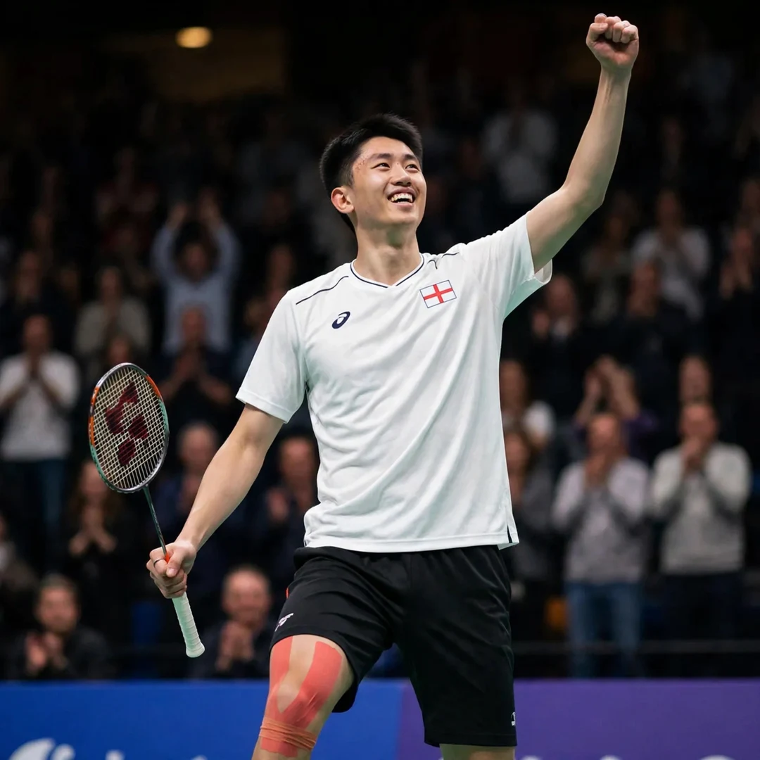 Harry Huang Harry Huang celebrating winning the English National Championships (AI-generated)