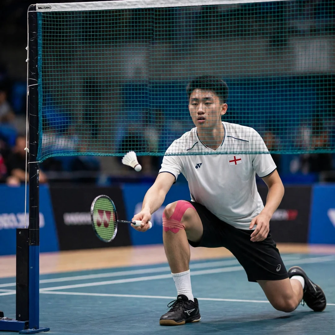 Harry Huang Harry Huang playing a tumbling net shot at the World Championships (AI-generated)