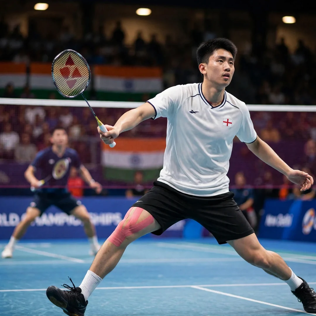 Harry Huang Harry Huang playing at the World Championships in New Delhi (AI-generated)