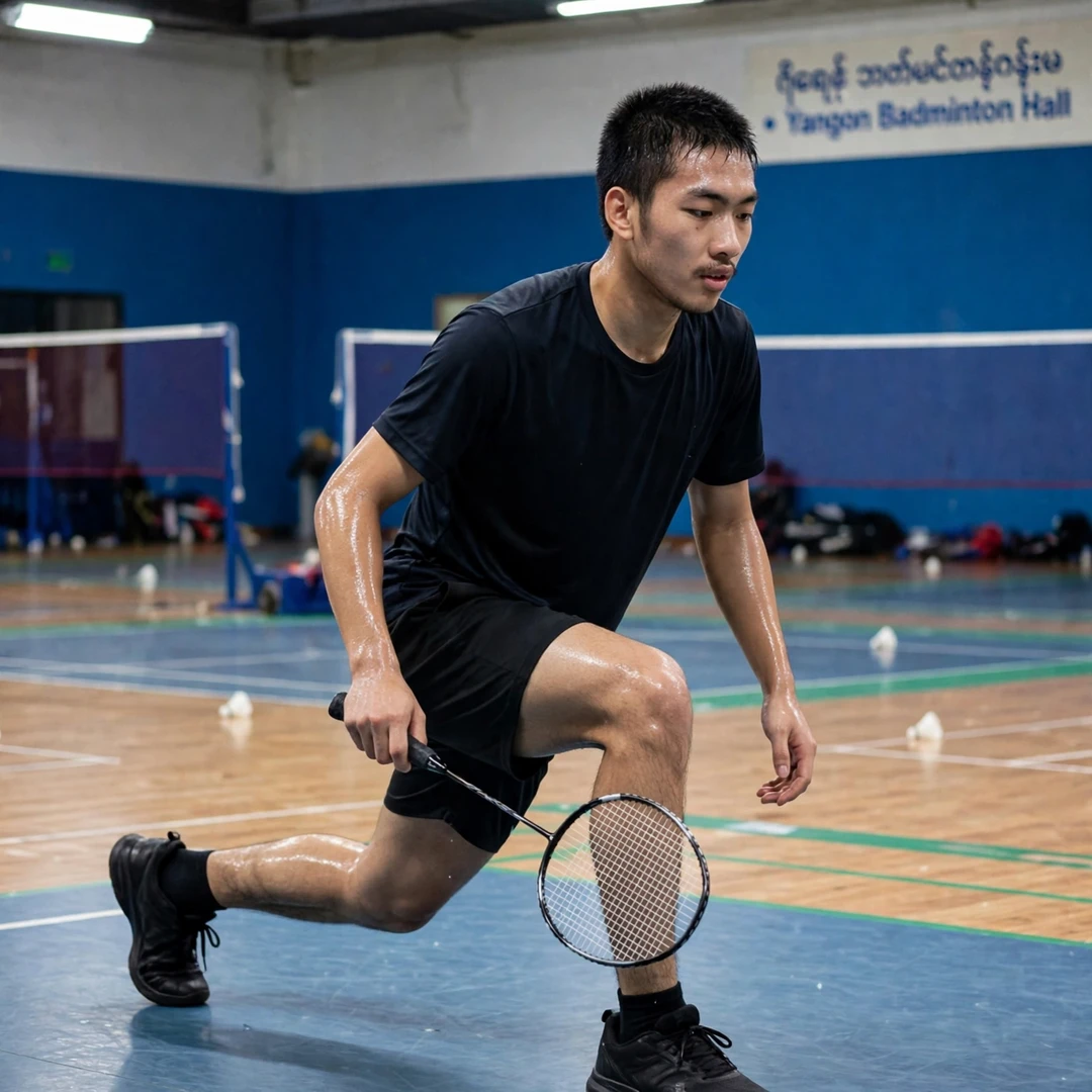Hein Htut in a hard training session in Yangon (AI-generated) Hein Htut in a hard training session in Yangon (AI-generated)
