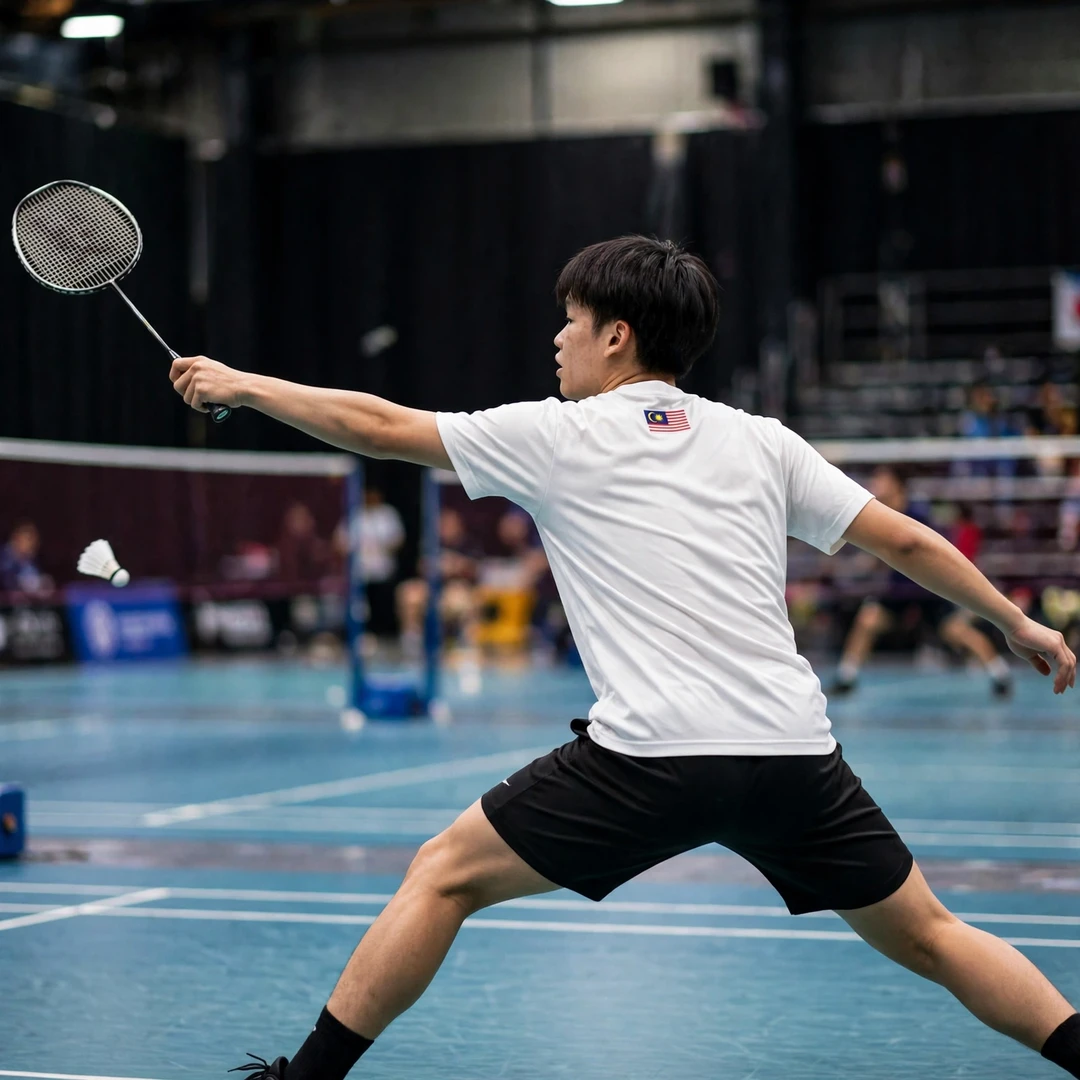 Huan Kai Hern stretched out on the backhand side (AI-generated) Huan Kai Hern stretched out on the backhand side (AI-generated)