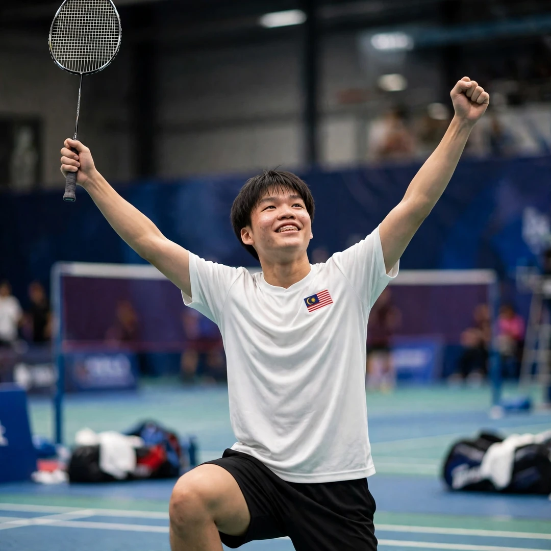 Huan Kai Hern celebrating a victory (AI-generated) Huan Kai Hern celebrating a victory (AI-generated)