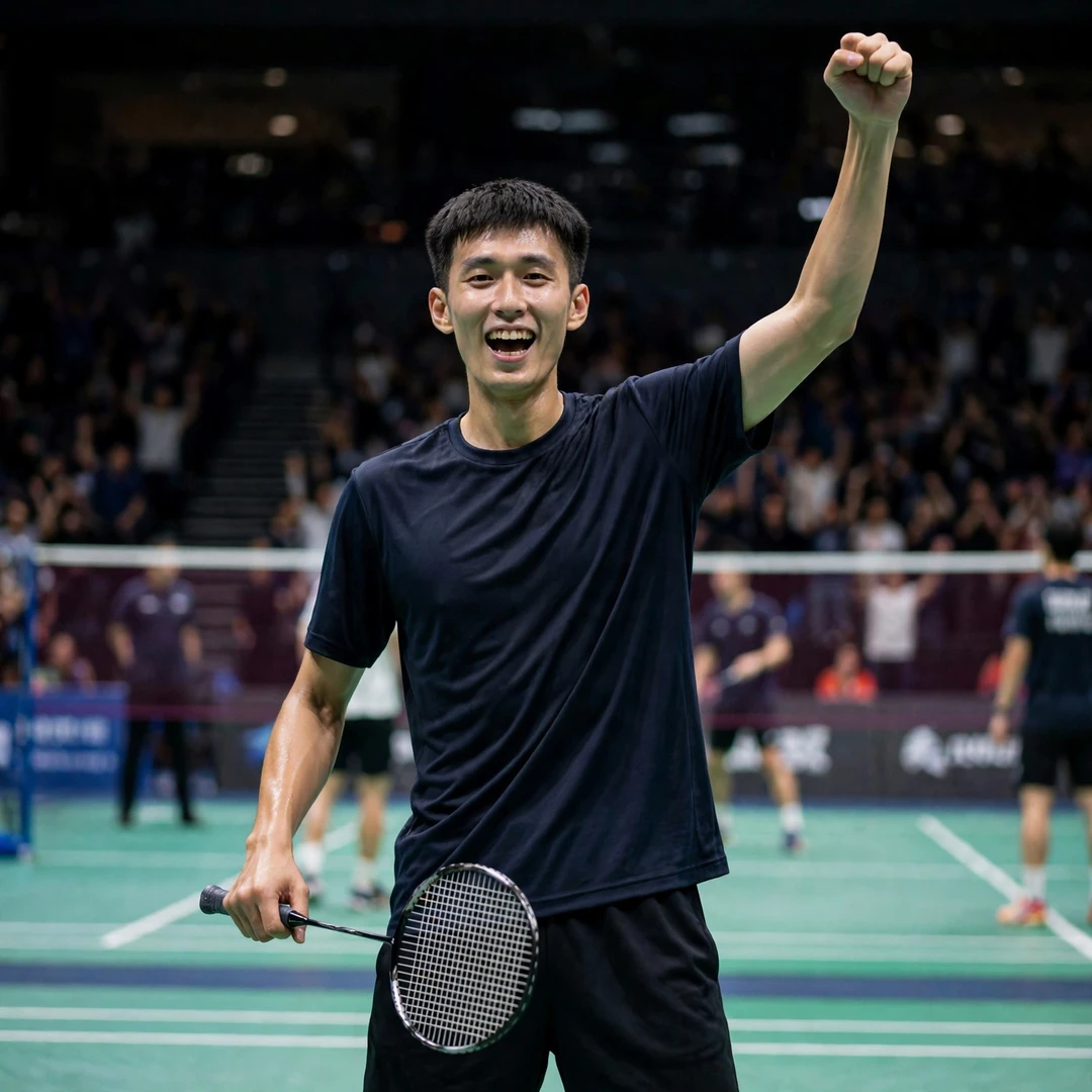 Huang Ping-Hsien celebrating a victory (AI-generated) Huang Ping-Hsien celebrating a victory (AI-generated)
