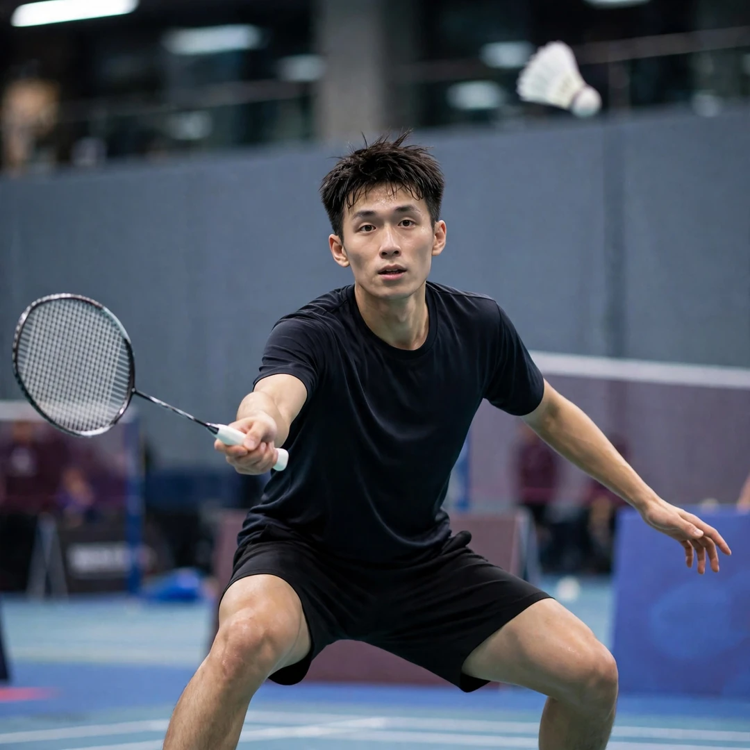 Huang Ping-Hsien in a low defensive crouch (AI-generated) Huang Ping-Hsien in a low defensive crouch (AI-generated)