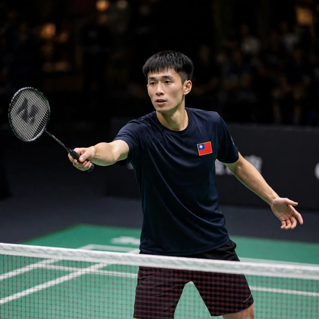 Huang Ping-Hsien playing a tumbling net shot (AI-generated) Huang Ping-Hsien playing a tumbling net shot (AI-generated)