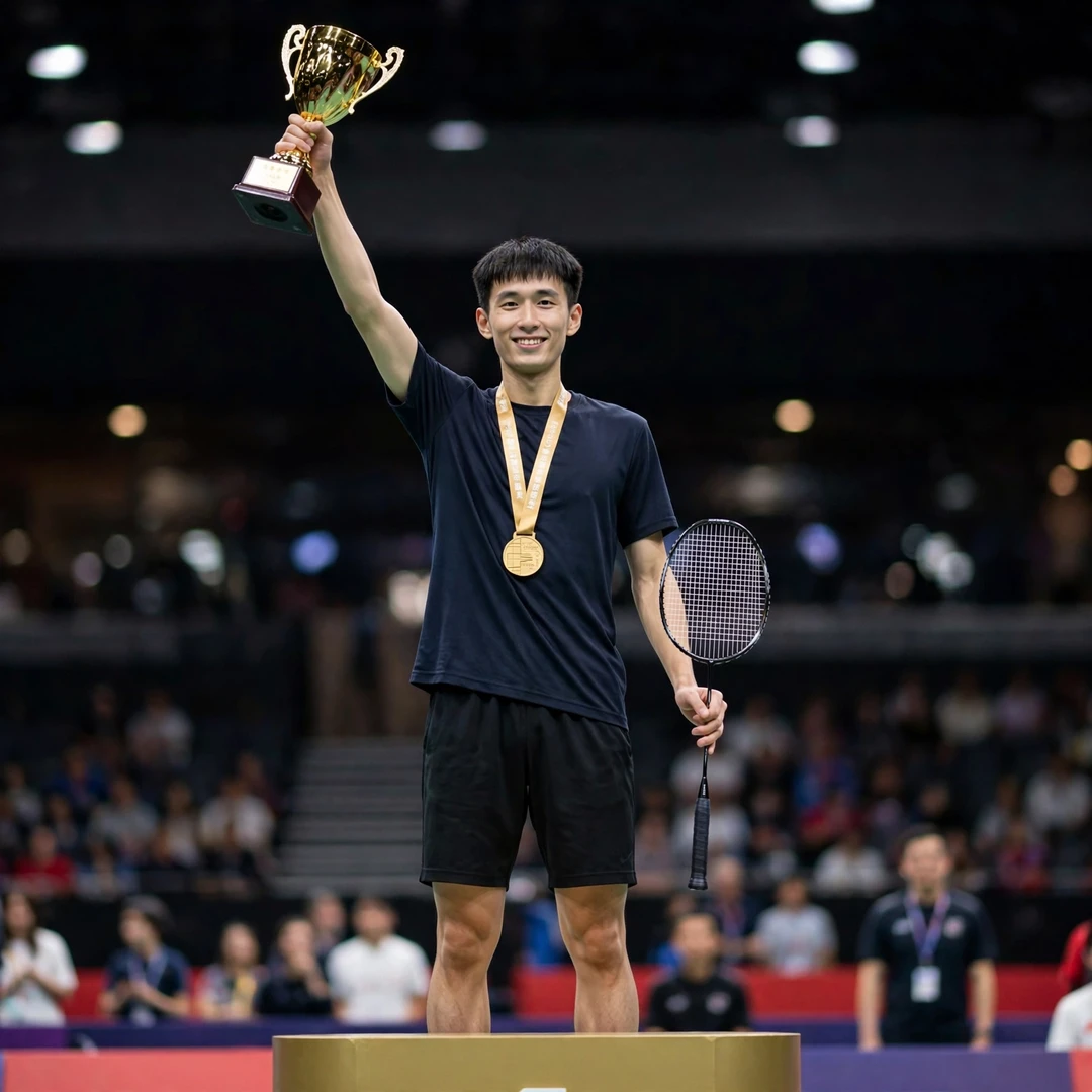 Huang Ping-Hsien on the podium after winning the Sydney International 2024 (AI-generated) Huang Ping-Hsien on the podium after winning the Sydney International 2024 (AI-generated)