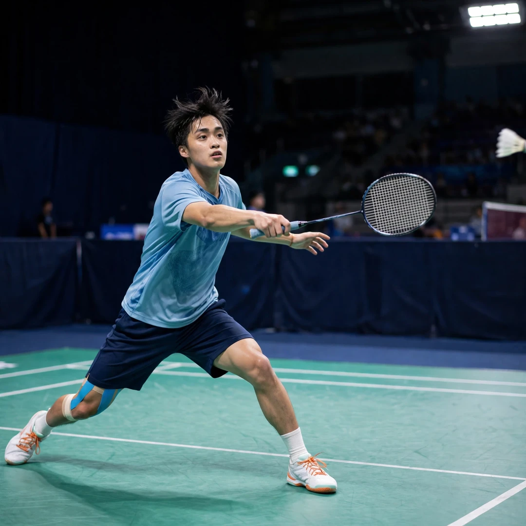 Huang Yu stretched out on the backhand side (AI-generated) Huang Yu stretched out on the backhand side (AI-generated)