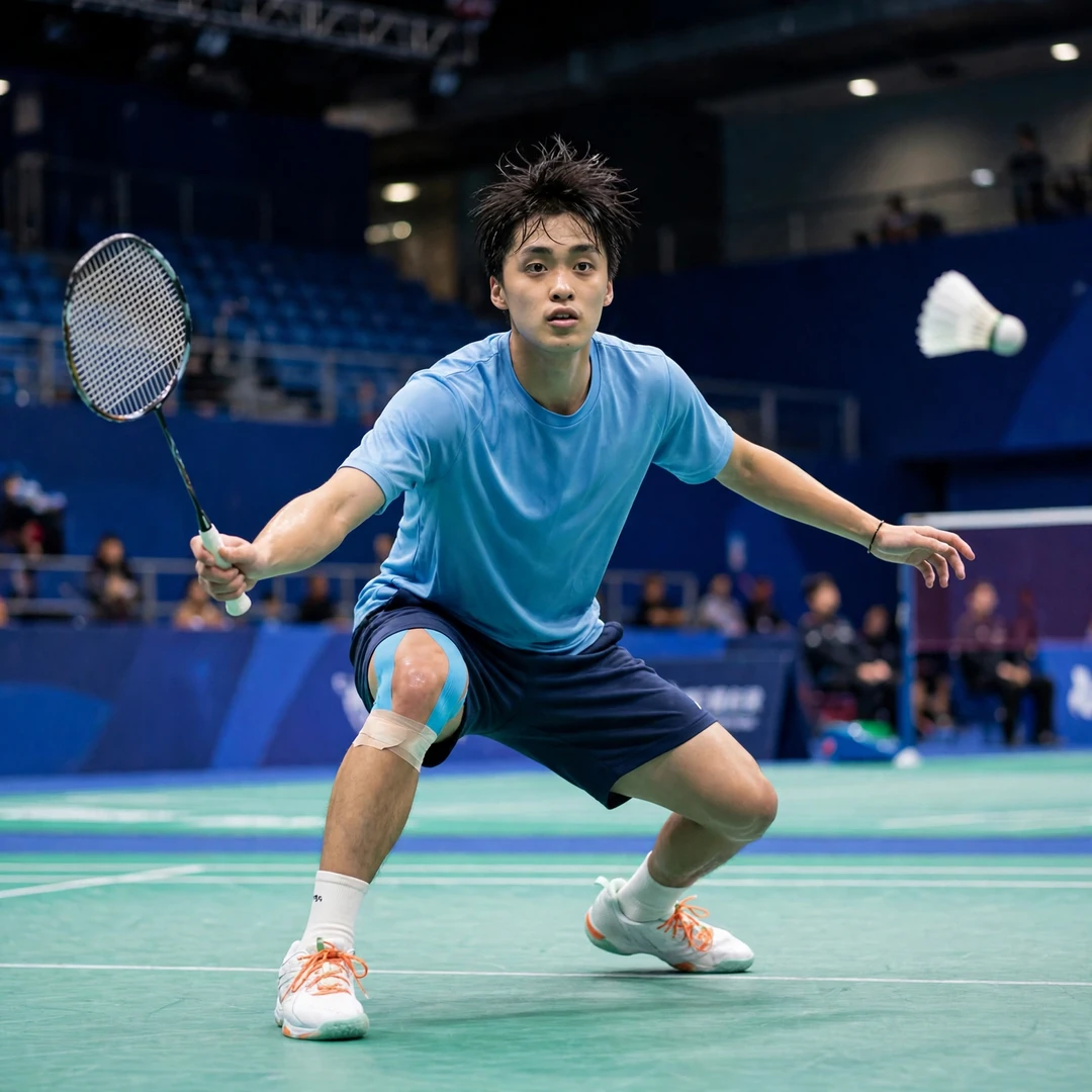 Huang Yu in a low defensive crouch (AI-generated) Huang Yu in a low defensive crouch (AI-generated)