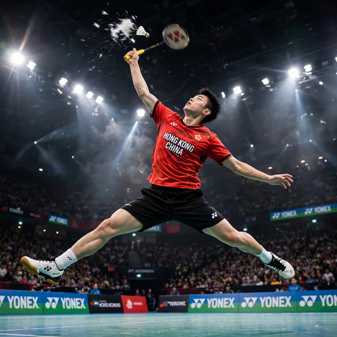 Jason Gunawan power attacking playing style Jason Gunawan playing a steep power smash (AI-generated)