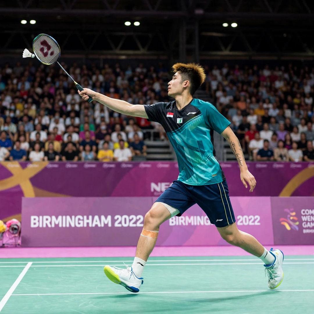Jia Heng Teh Commonwealth Games Jia Heng Teh in action at the 2022 Commonwealth Games in Birmingham (AI-generated)