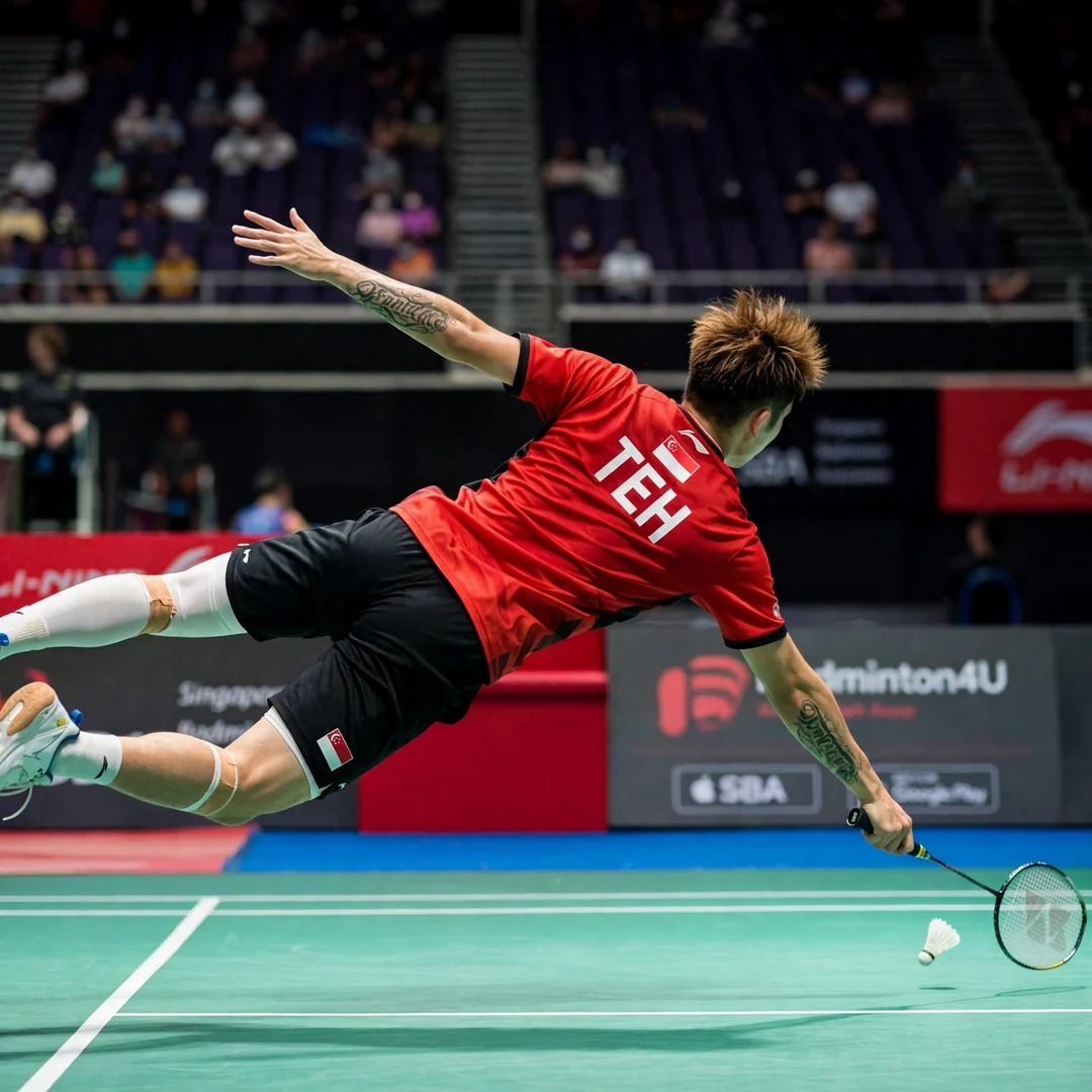 Jia Heng Teh defence Jia Heng Teh diving for a defensive return (AI-generated)
