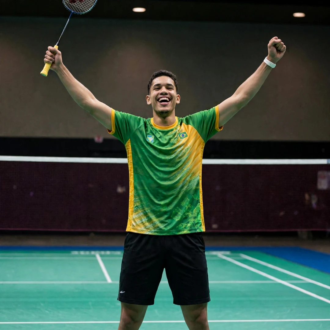 Jonathan Matias of Brazil celebrating his South American Games gold medal in Asuncion (AI-generated) Jonathan Matias of Brazil celebrating his South American Games gold medal in Asuncion (AI-generated)