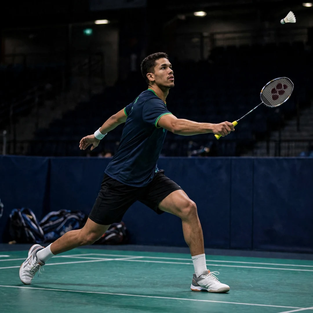 Jonathan Matias of Brazil stretched out on the backhand side (AI-generated) Jonathan Matias of Brazil stretched out on the backhand side (AI-generated)