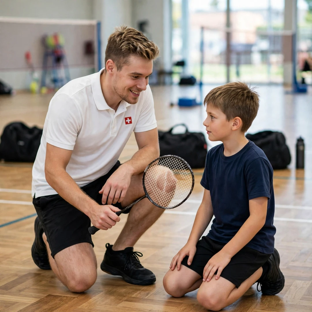 Julien Scheiwiller coaching junior players at a Swiss training camp (AI-generated) Julien Scheiwiller coaching junior players at a Swiss training camp (AI-generated)