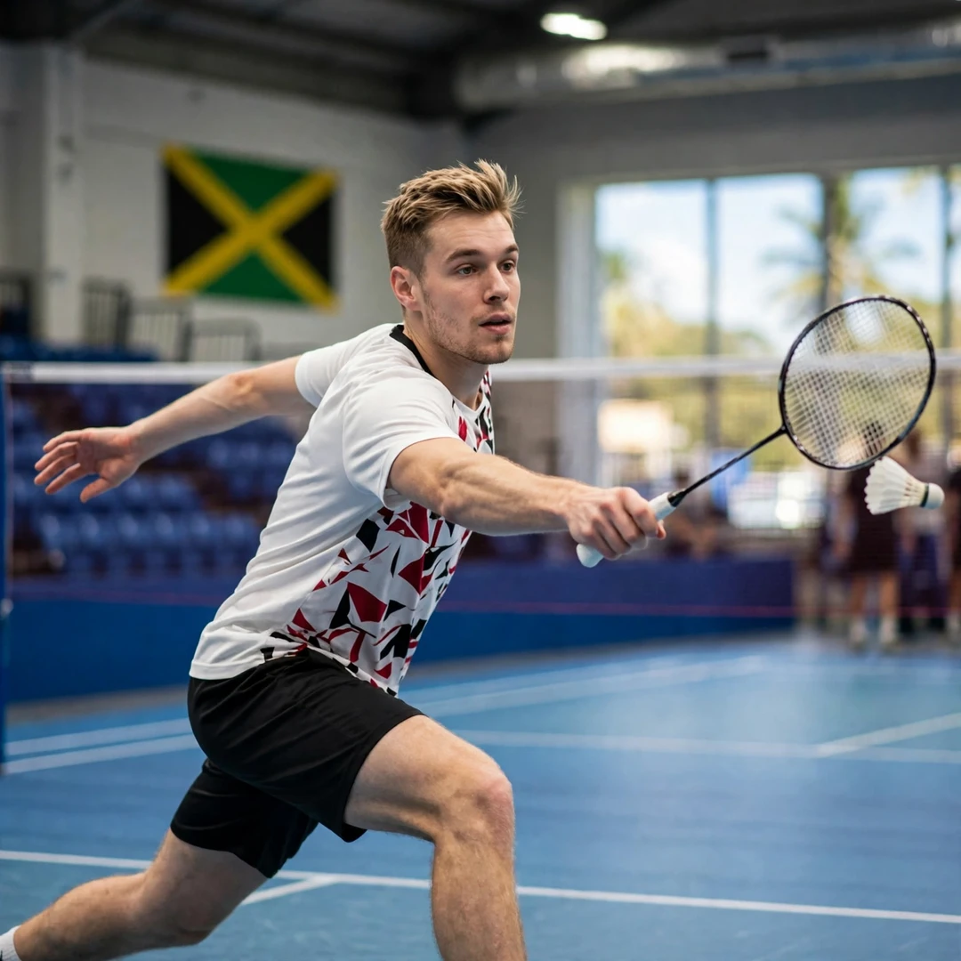 Julien Scheiwiller in action at the Jamaica International 2026 in Kingston (AI-generated) Julien Scheiwiller in action at the Jamaica International 2026 in Kingston (AI-generated)
