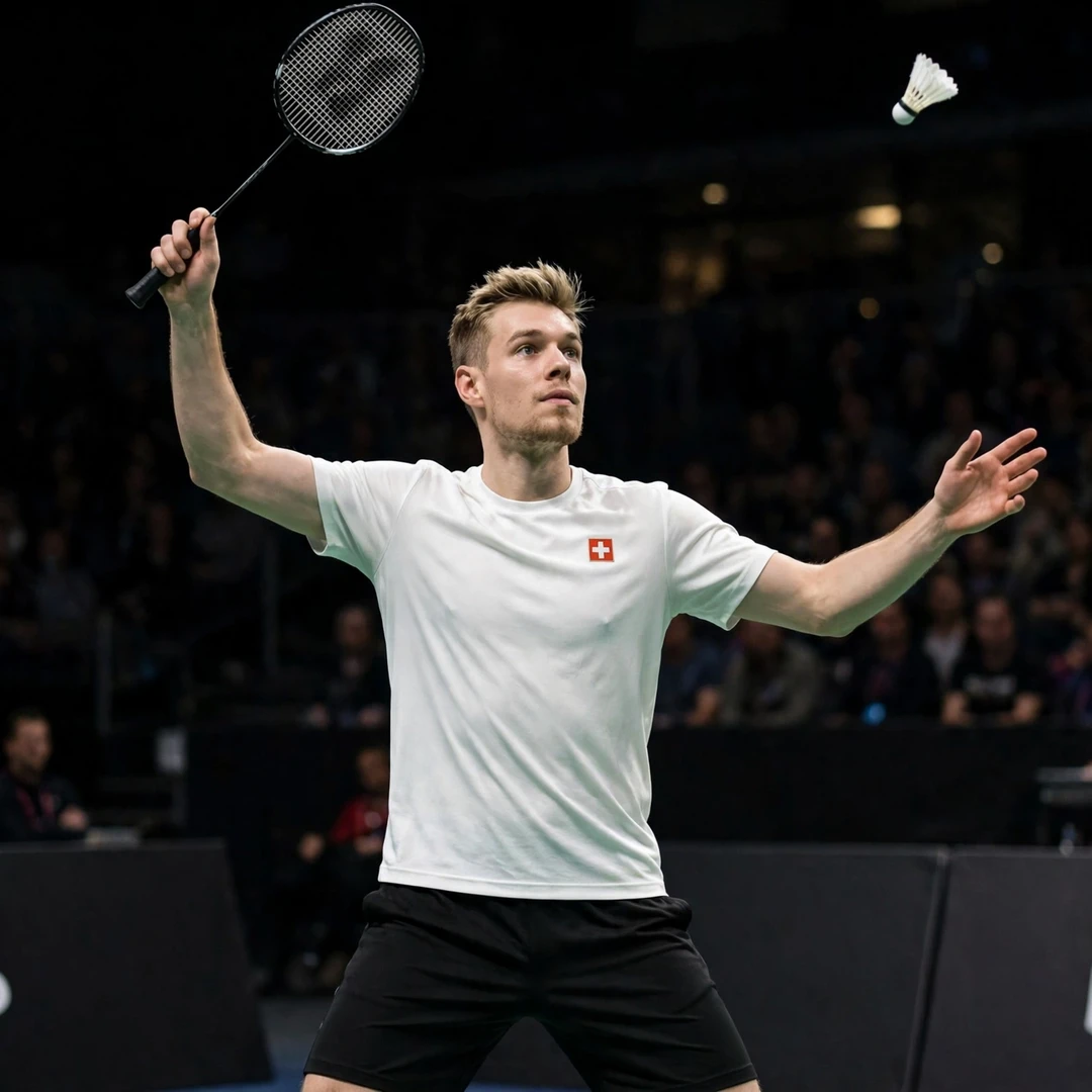 Julien Scheiwiller in action at the Swiss Open 2026 in Basel (AI-generated) Julien Scheiwiller in action at the Swiss Open 2026 in Basel (AI-generated)
