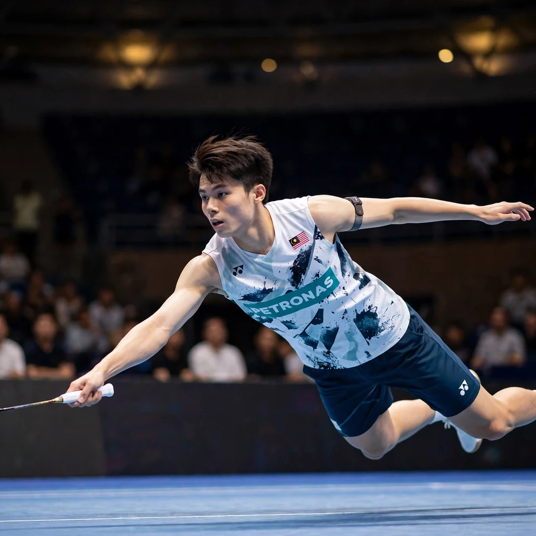 Justin Hoh Macau Open final AI-generated Justin Hoh diving for a shot during his first World Tour final at the Macau Open (AI-generated)