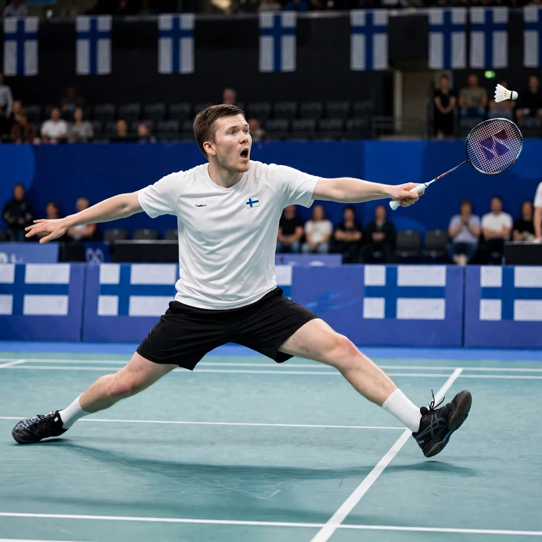 Kalle Koljonen stretched out on the backhand side (AI-generated) Kalle Koljonen stretched out on the backhand side (AI-generated)