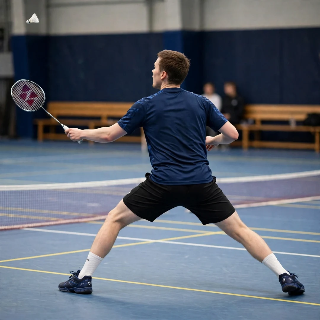 Kalle Koljonen playing a forehand drive, seen from behind (AI-generated) Kalle Koljonen playing a forehand drive, seen from behind (AI-generated)