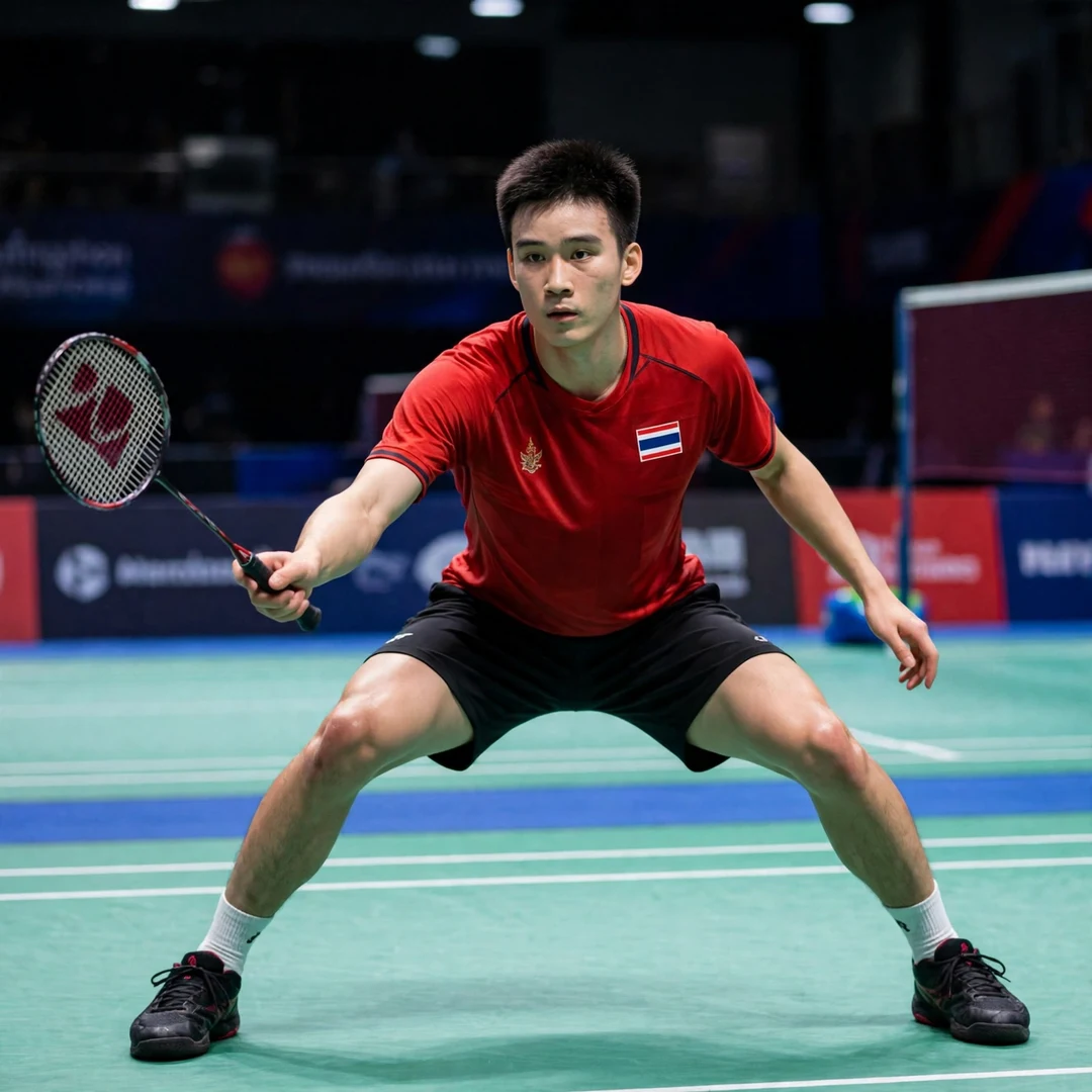 Kantaphon Wangcharoen Kantaphon Wangcharoen in a low wide defensive stance (AI-generated)
