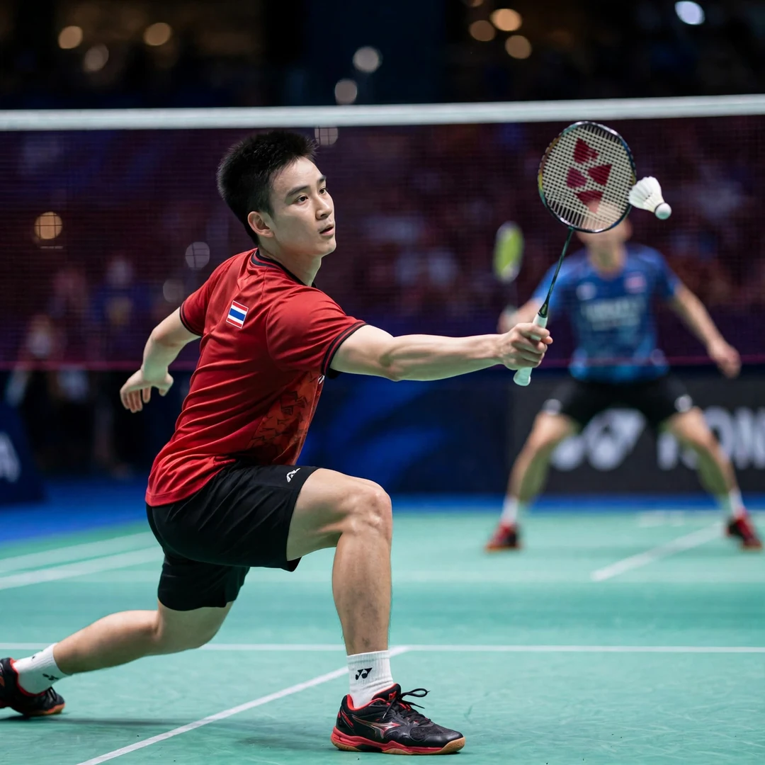 Kantaphon Wangcharoen Kantaphon Wangcharoen playing a fast forehand drive (AI-generated)