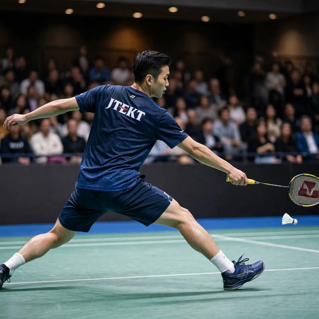 Kenta Nishimoto Canada Open rally Kenta Nishimoto in a long rally at the Canada Open (AI-generated)
