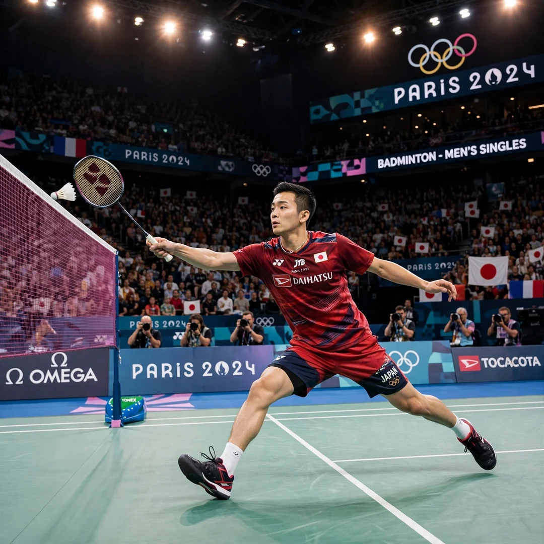 Kenta Nishimoto Olympic Games Kenta Nishimoto playing at the Paris 2024 Olympic Games (AI-generated)