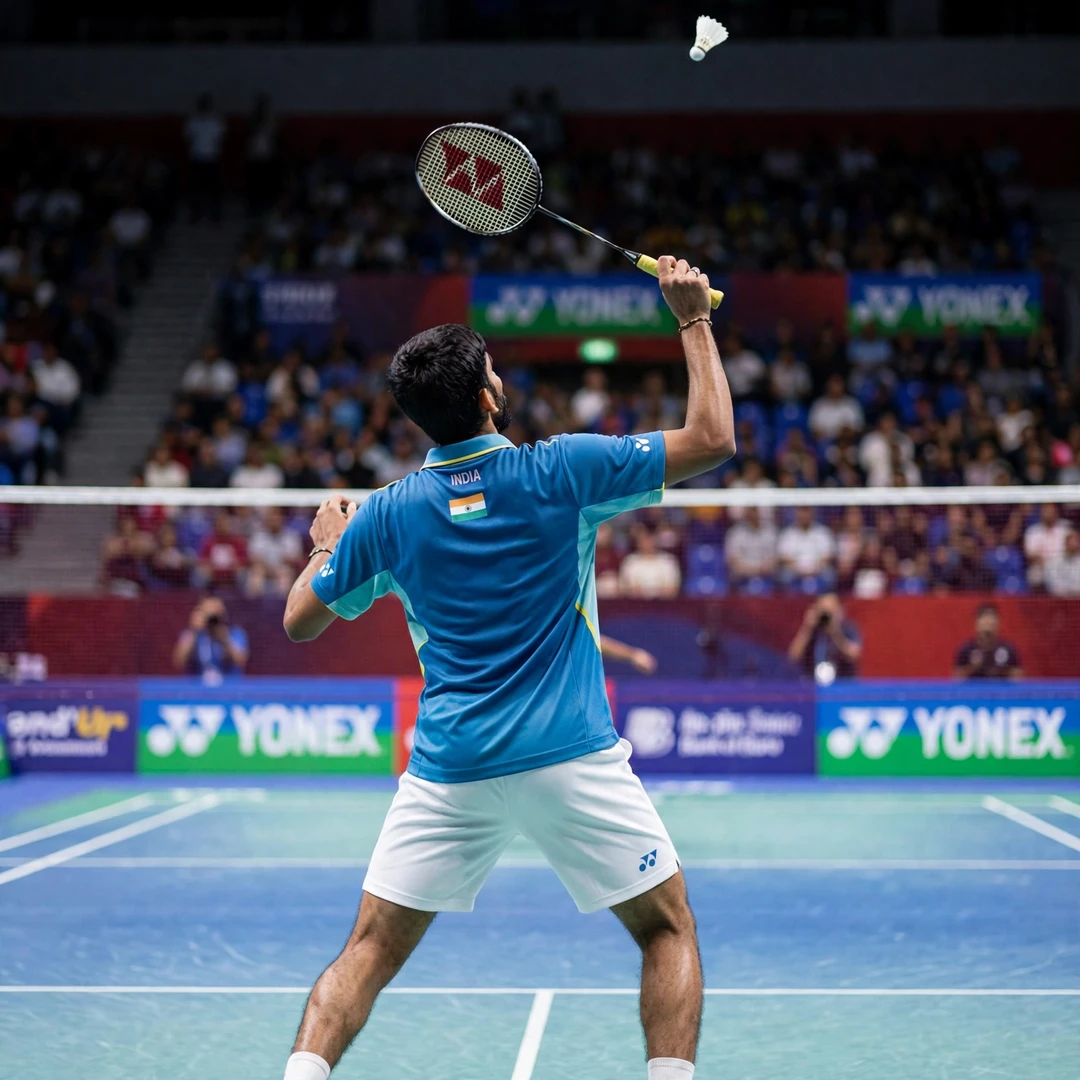 Kidambi Srikanth backhand Kidambi Srikanth playing a backhand clear (AI-generated)