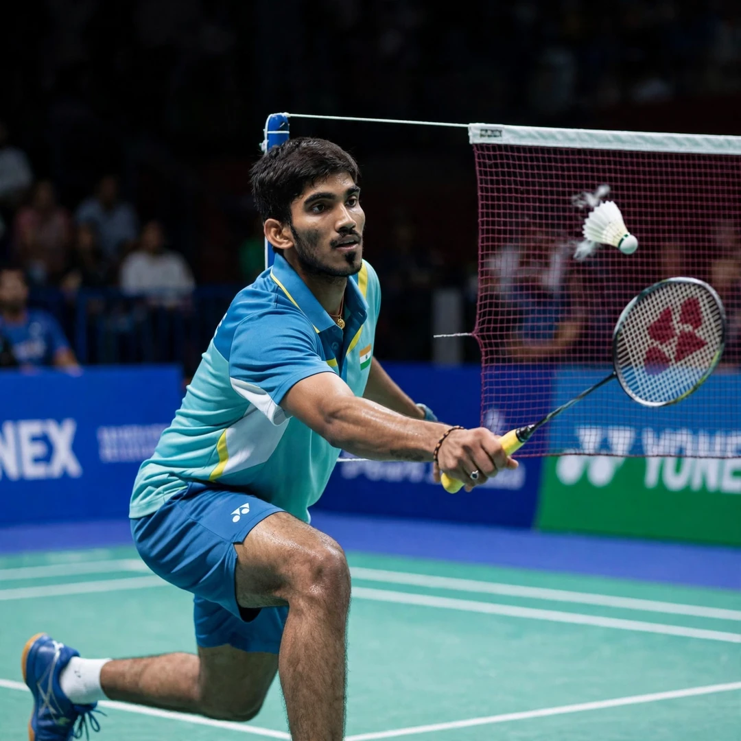 Kidambi Srikanth net play Kidambi Srikanth playing a tumbling net shot (AI-generated)