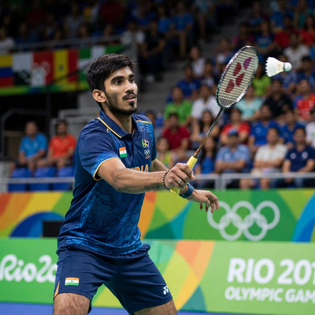 Kidambi Srikanth Olympic Games Kidambi Srikanth playing at the Rio 2016 Olympic Games (AI-generated)