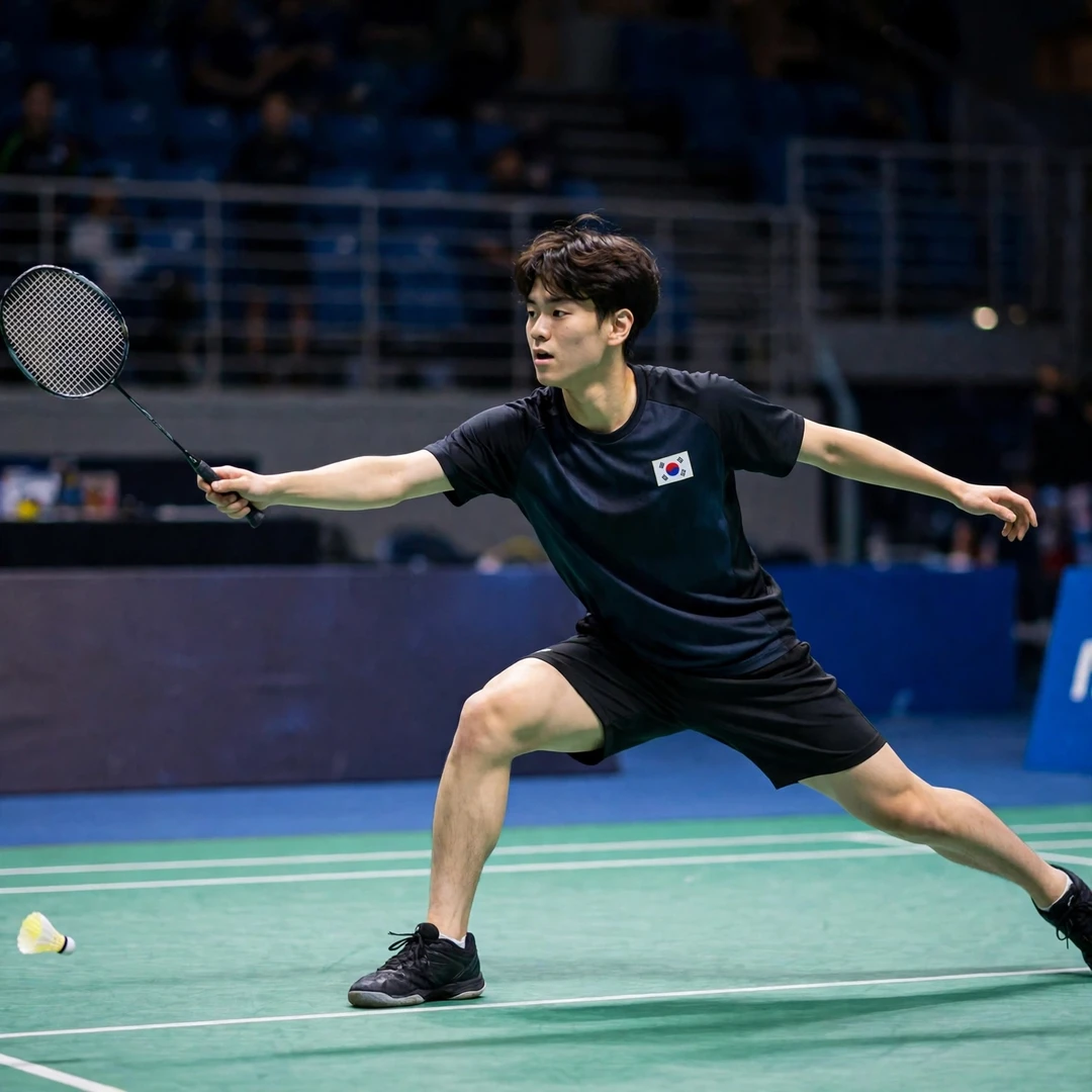 Kim Byung Jae stretched out on the backhand side (AI-generated) Kim Byung Jae stretched out on the backhand side (AI-generated)