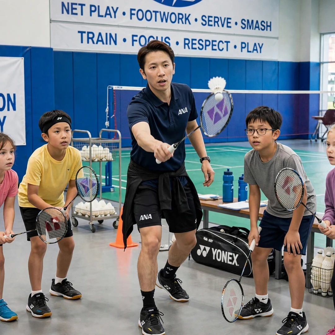 Koki Watanabe inspiring young developing players in Japan and across Asia Koki Watanabe with junior players at a clinic (AI-generated)