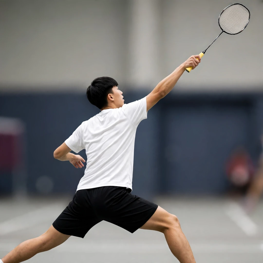 Kuo Kuan Lin stretched out on the backhand side (AI-generated) Kuo Kuan Lin stretched out on the backhand side (AI-generated)