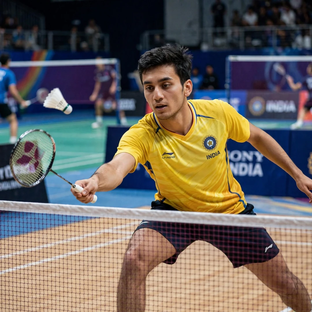Lakshya Sen showing fast net play and court coverage in a long rally Lakshya Sen net play (AI-generated)