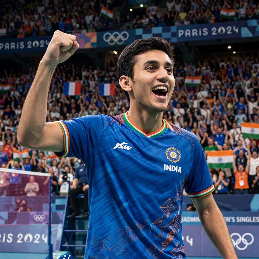 Lakshya Sen reaching the Paris 2024 Olympic semi-finals, a first for an Indian man Lakshya Sen at Paris 2024 Olympics (AI-generated)