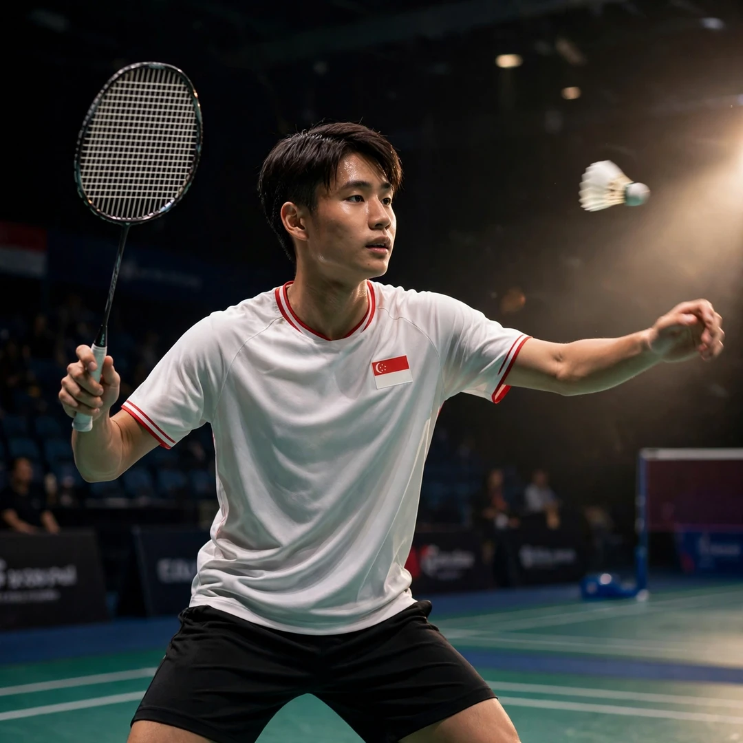 Lau Jun Hui Marcus playing a backhand cross-court in his all-court style (AI-generated) Lau Jun Hui Marcus playing a backhand cross-court in his all-court style (AI-generated)