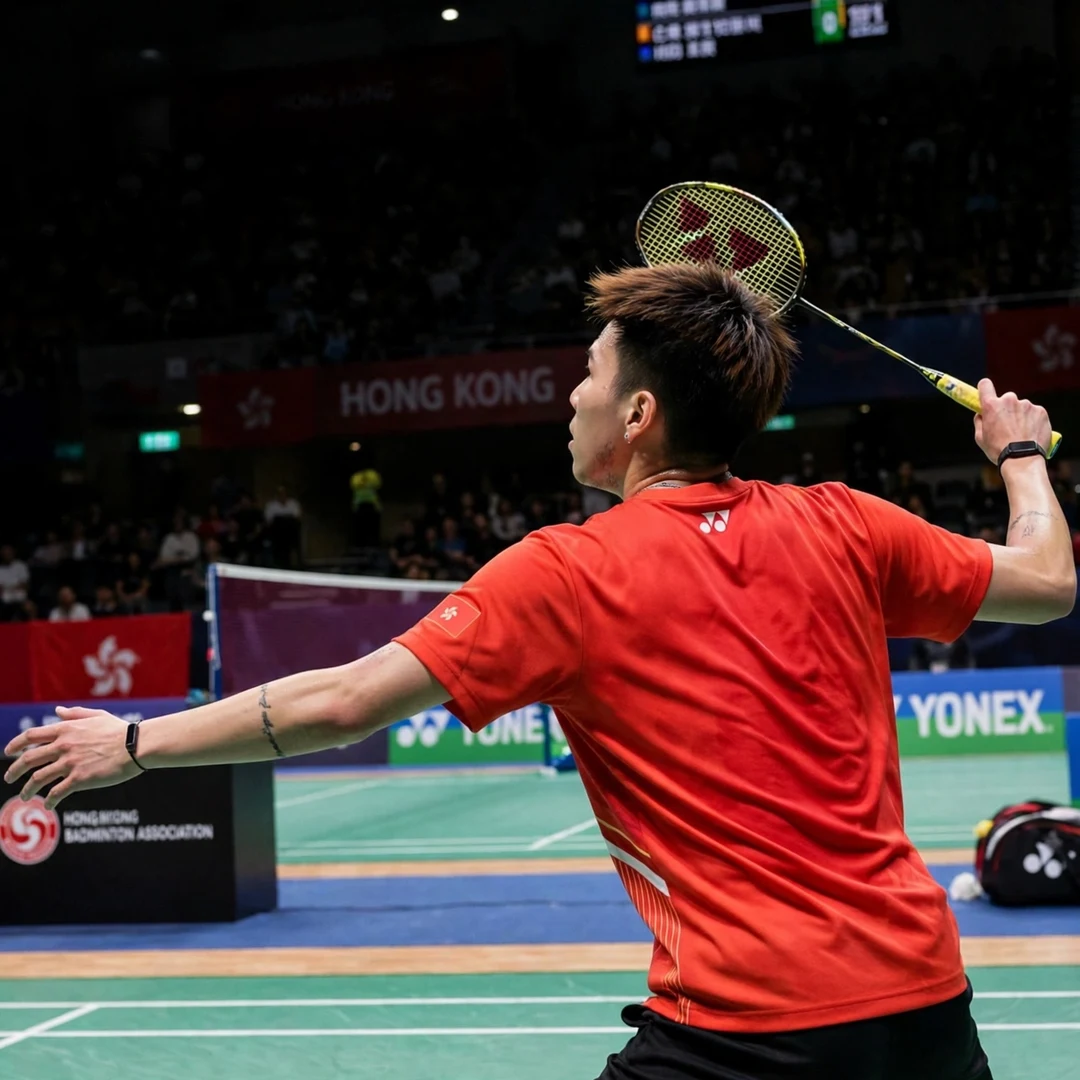 Lee Cheuk Yiu backhand clear technique Lee Cheuk Yiu backhand technique from the rear court (AI-generated)