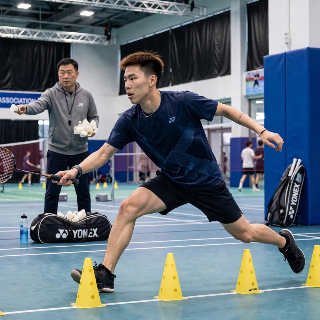 Lee Cheuk Yiu training footwork drills Hong Kong Sports Institute Lee Cheuk Yiu footwork training session in Hong Kong (AI-generated)