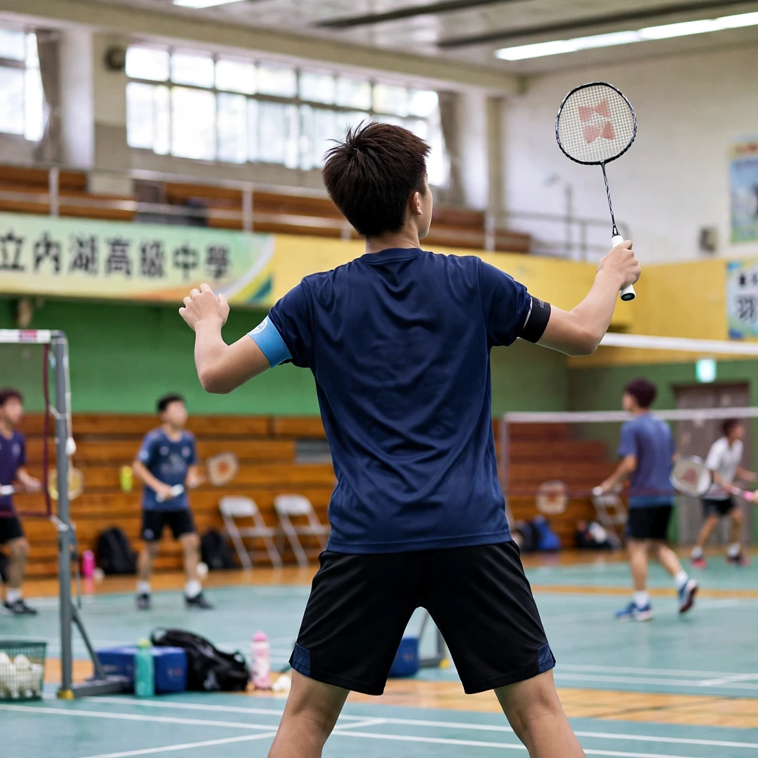 Lee Chia Hao junior training Taipei Young Lee Chia Hao training as a junior in a Taipei school sports hall (AI-generated)