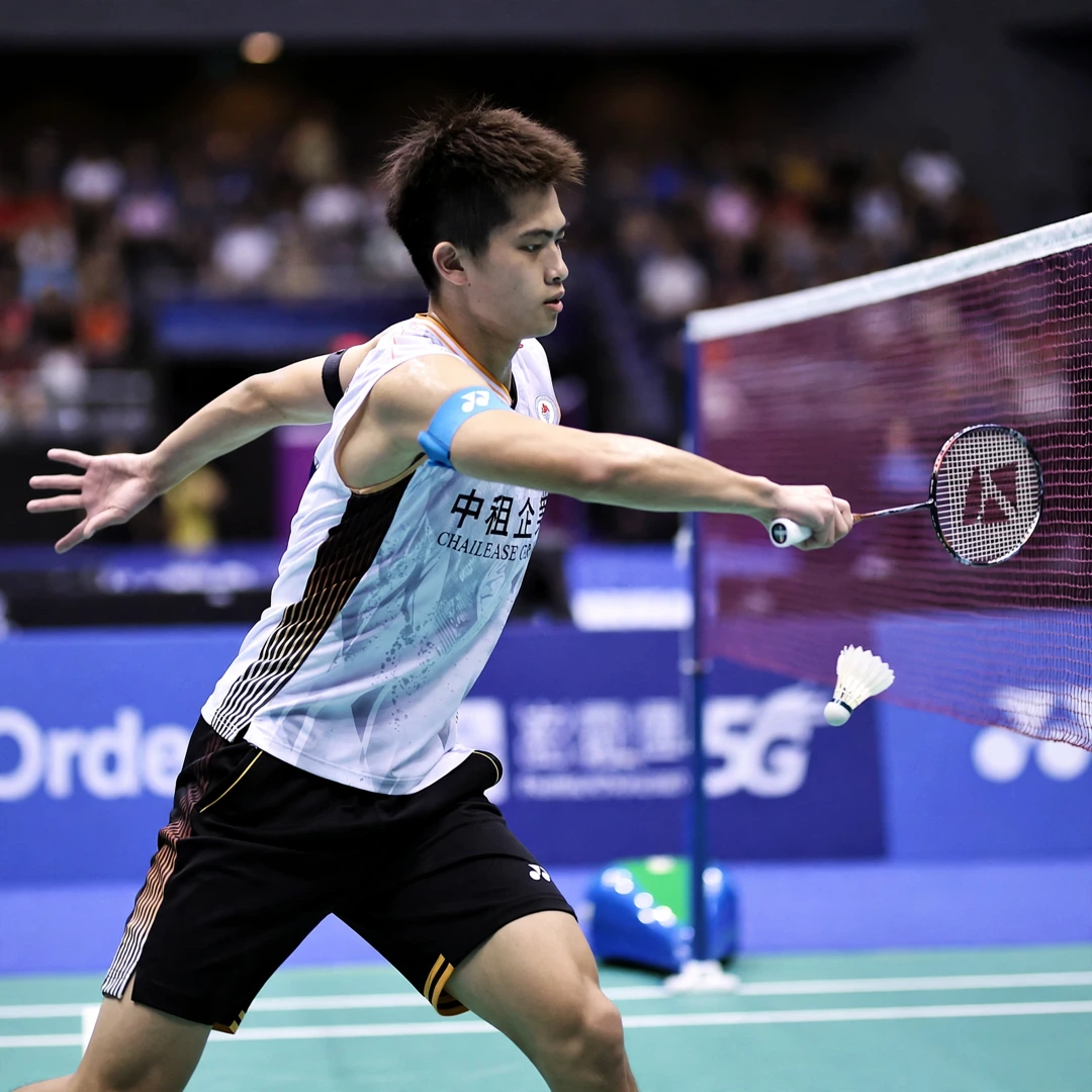Lee Chia Hao net play Lee Chia Hao playing a tumbling net shot (AI-generated)