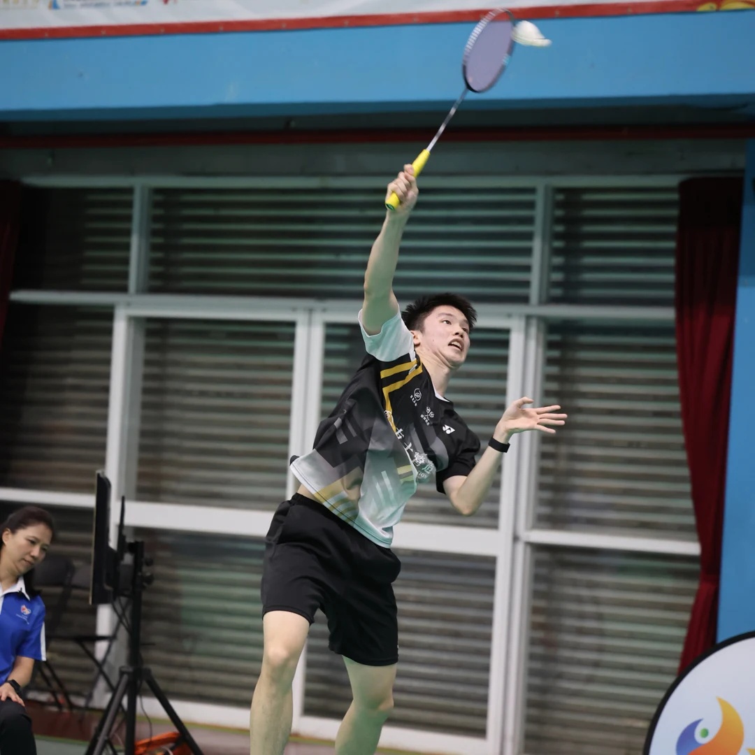 Liao Jhuo-Fu Liao Jhuo-Fu hitting a jump smash at the 2025 National Games of Taiwan (real photo, CC BY, via Wikimedia Commons)