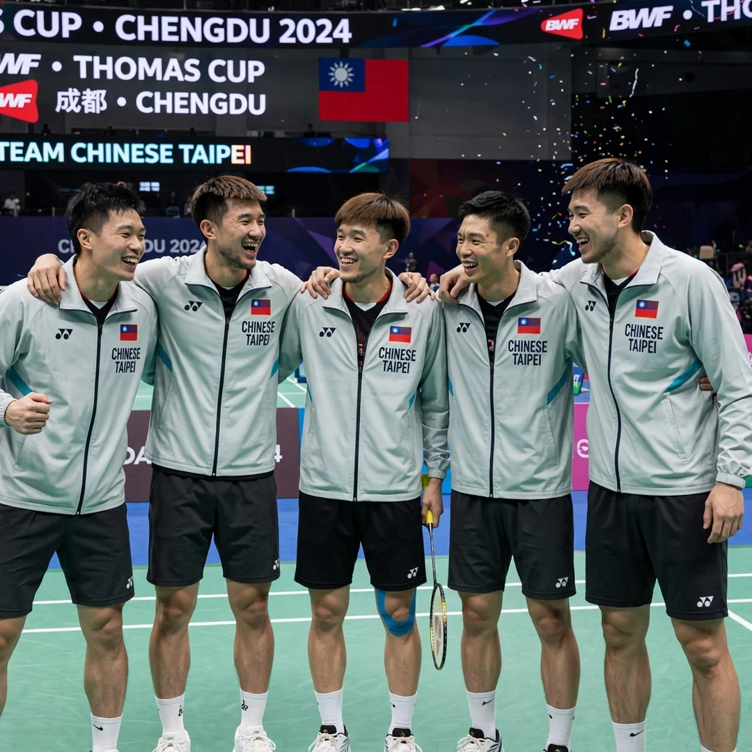 Lin Chun-Yi with the Chinese Taipei team at the 2024 Thomas Cup Lin Chun-Yi with Chinese Taipei at the Thomas Cup 2024 (AI-generated)