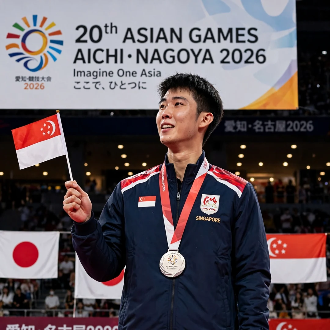 Loh Kean Yew with Asian Games 2026 silver medal Loh Kean Yew with Asian Games silver medal 2026 (AI-generated)