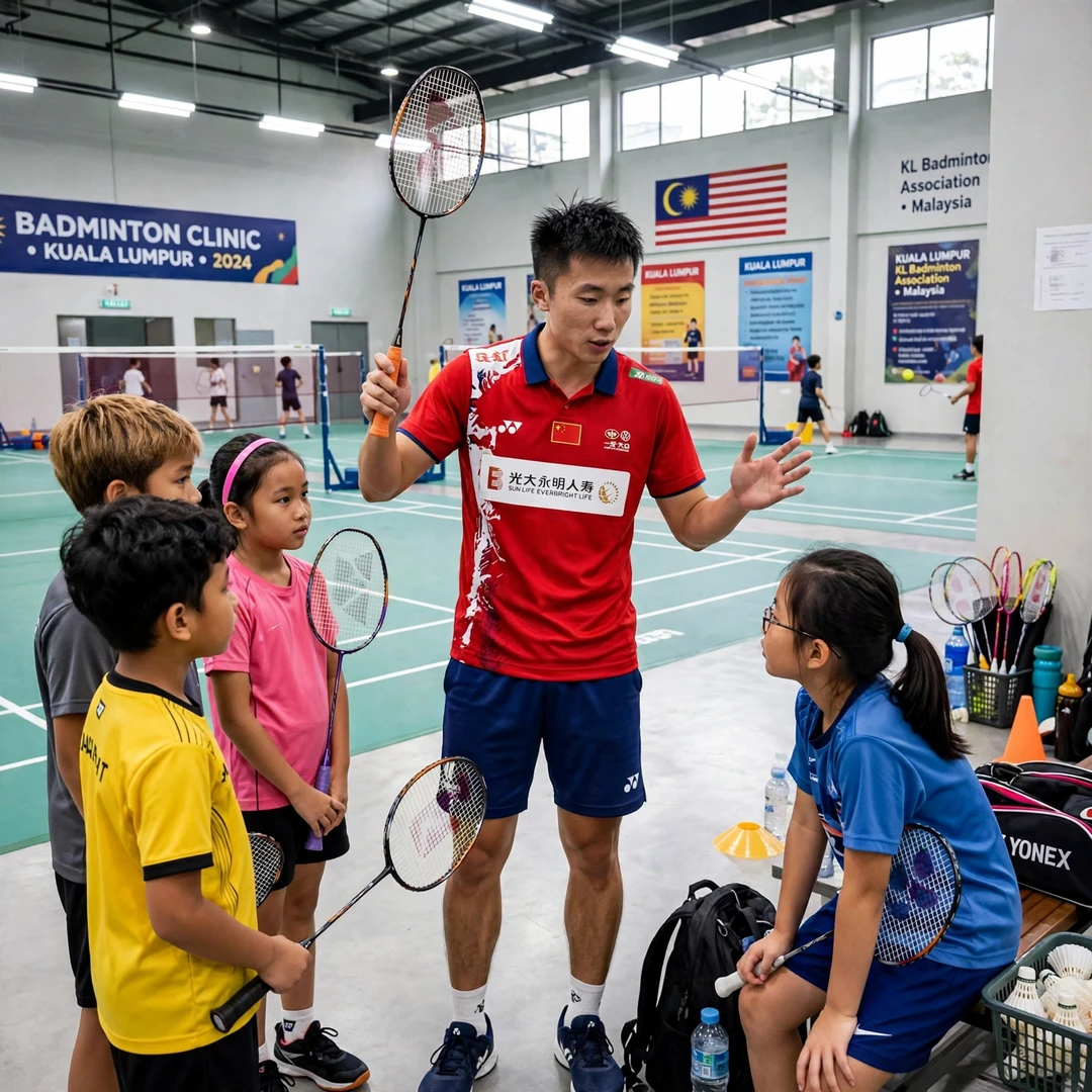 Lu Guangzu junior clinic Lu Guangzu coaching junior players at a clinic in Kuala Lumpur (AI-generated)