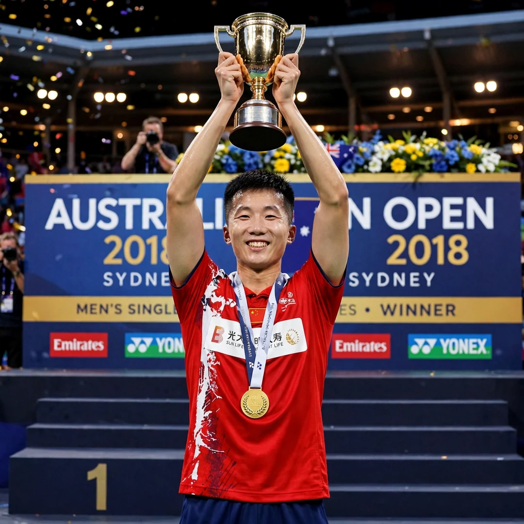 Lu Guangzu Australian Open trophy Lu Guangzu lifting the 2018 Australian Open trophy in Sydney (AI-generated)