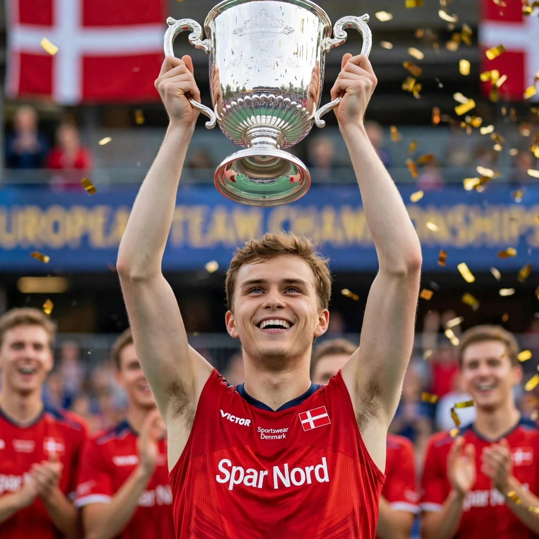 Magnus Johannesen European team champion Magnus Johannesen lifting the European team trophy with Denmark after winning the European Men's Team Championships in 2024 (AI-generated)