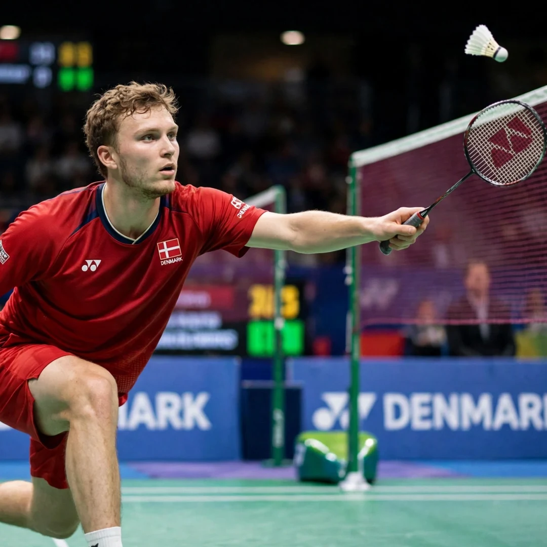 Magnus Johannesen net play Magnus Johannesen playing a tumbling net shot at the net (AI-generated)