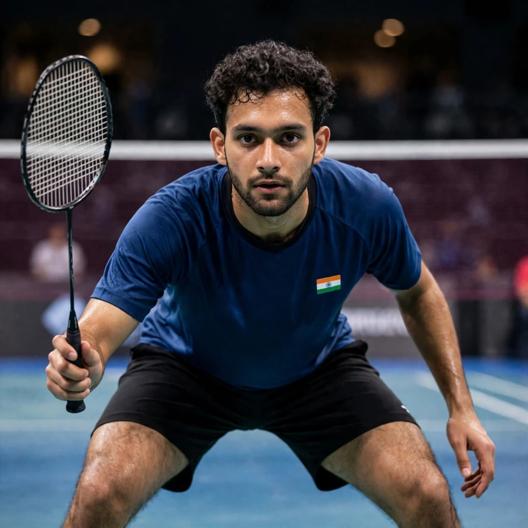 Manraj Singh in a low attacking ready stance (AI-generated) Manraj Singh in a low attacking ready stance (AI-generated)